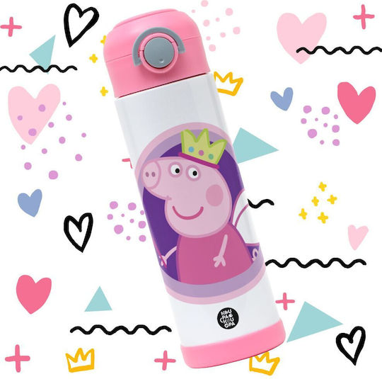Koupakoupa Детска Бутилка За Вода Peppa Pig Неръждаема Стомана със Сламка Розова 500ml