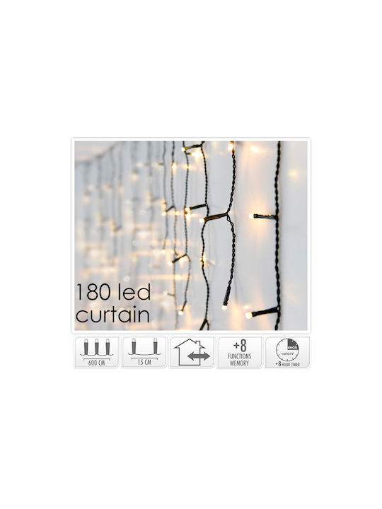 180 Lichterketten LED 6m. x 52cm Warmes Weiß Typ Vorhang 1Stück
