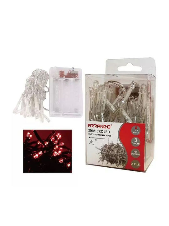 20 Lights LED 2m. Red in String 1pcs