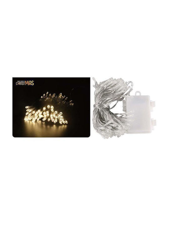 100 Λαμπάκια LED 10μ. Θερμό Λευκό Μπαταρίας σε Σειρά
