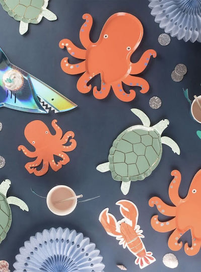 Meri Meri Octopus Πιάτο για Party 8τμχ