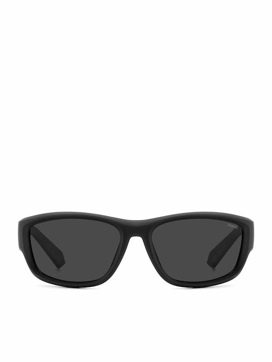 Polaroid Men's Sunglasses with Black Horn-Rimmed Frame and Grey Lens pld2166/s 003/M9