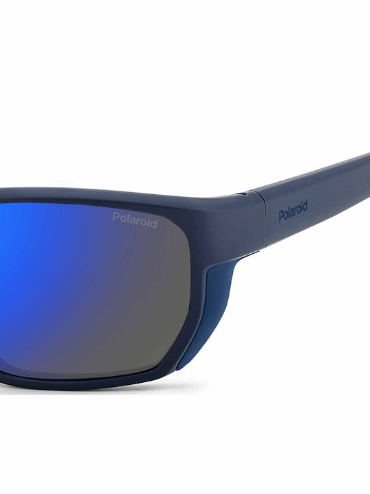 Polaroid Herren Sonnenbrille mit Blau Kunststoff Gestell und Blau Spiegel Linse pld7057/s FLL/5X