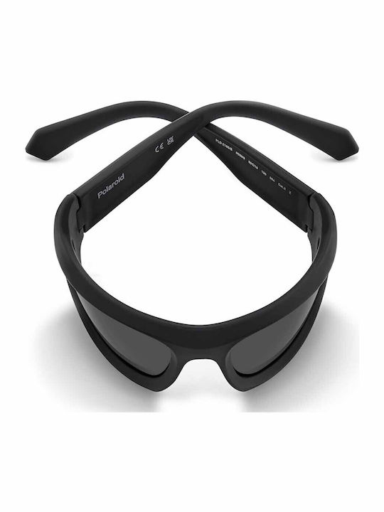 Polaroid Unisex Sunglasses with Black Horn-Rimmed Frame and Grey Lens pld2165/s 003/M9