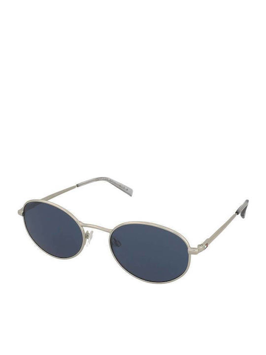 Tommy Hilfiger Men's Sunglasses with Silver Metal Frame and Blue Lens TH2219/S 010/KU