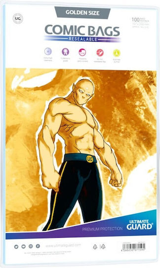 Ultimate Guard Plastic Sleeves for Comics 100pcs Comic Bags Resealable Golden 100τμχ