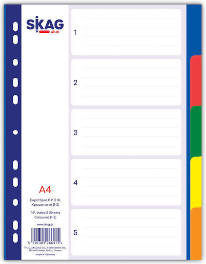 Skag Plastic Dividers for Documents A4 with Holes 5pcs
