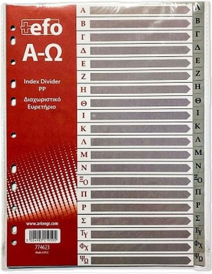 +Efo Plastic Indexes for Documents A4 with Holes 20pcs A-Z Gray