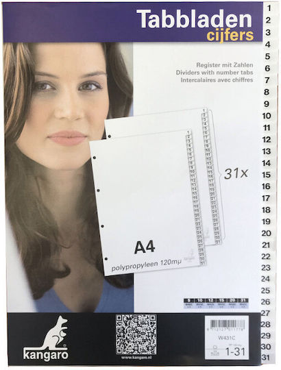 Metron Plastikeinlagen für Dokumente A4 mit Löchern 31Stück 1-31