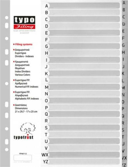 Separatoare Alfabetice A4 A-Z Caractere Latine 24 Subiecte Pp