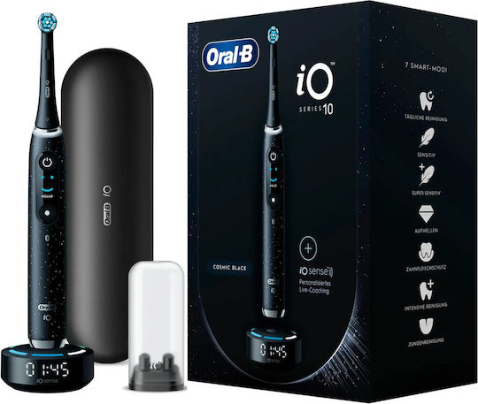Oral-B iO Series 10 Ηλεκτρική Οδοντόβουρτσα Μπαταρίας με Χρονομετρητή, Αισθητήρα Πίεσης και Θήκη Ταξιδίου Μαύρη