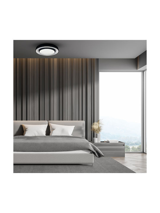 Eko Light Πλαφονιέρα Οροφής 38εκ. Μαύρη με Ενσωματωμένο LED