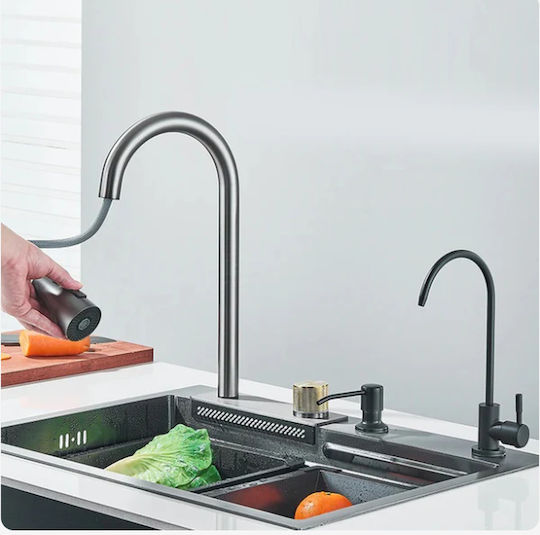 Gefäß Spüle Inox B60xT45cm Schwarz