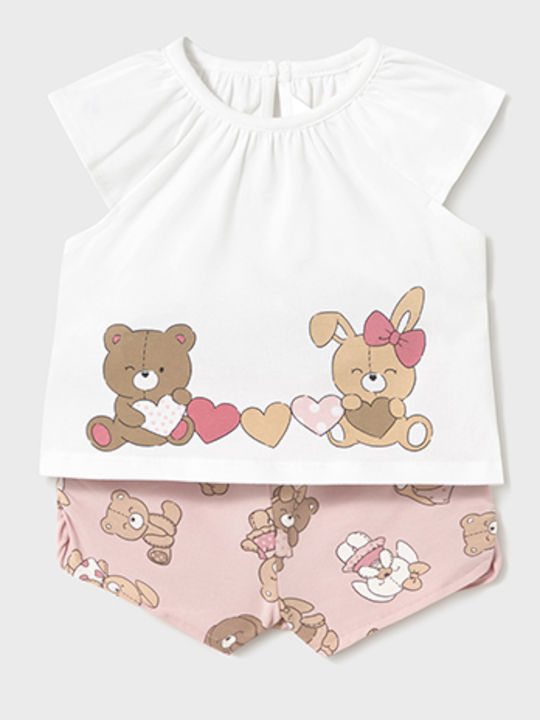 Kids' Set with Shorts Summer 4pcs Baby Pink