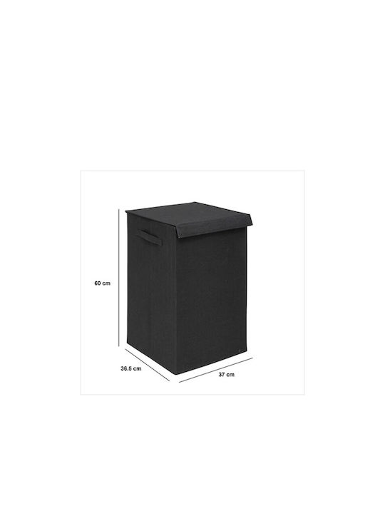 5Five Καλάθι Απλύτων Υφασμάτινο 74lt με Καπάκι 37x36.5x60cm Μαύρο