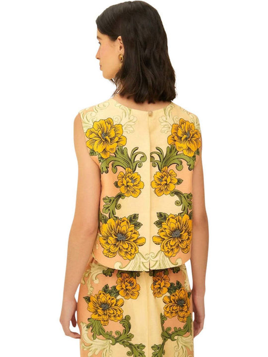 Γυναικείο Crop Top Floral Μπεζ