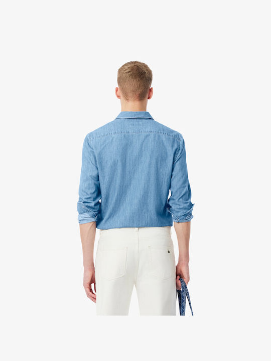 Μακρυμάνικo Τζιν Πουκάμισο σε Στενή Γραμμή Denim