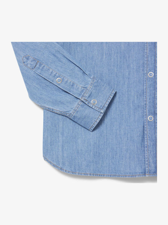 Μακρυμάνικo Τζιν Πουκάμισο σε Στενή Γραμμή Denim