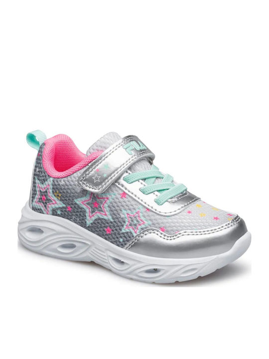 Blink Παιδικά Sneakers με Σκρατς & Φωτάκια Ασημί