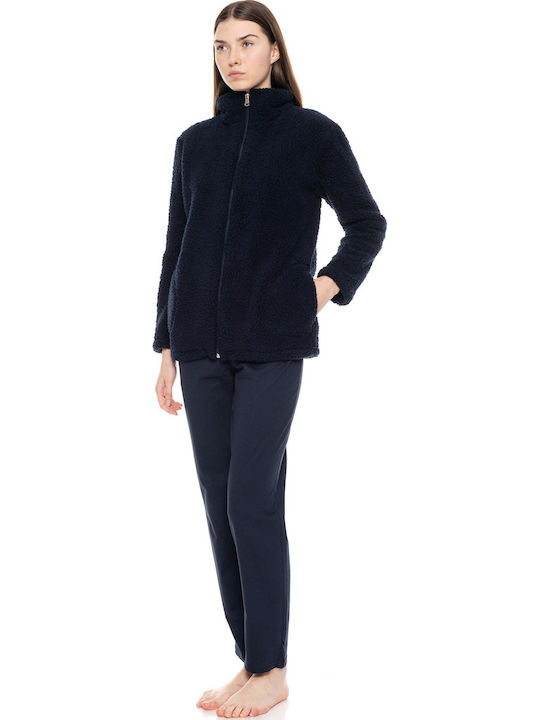 Pink Label Χειμερινή Γυναικεία Fleece Ρόμπα