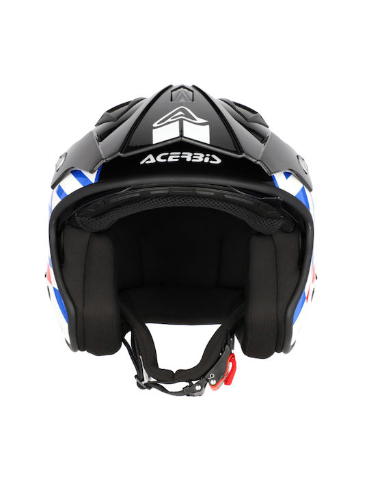 Acerbis Aria White/Blue/Red Motorcycle Helmet Jet ECE 22.06 1200gr with Sunvisor