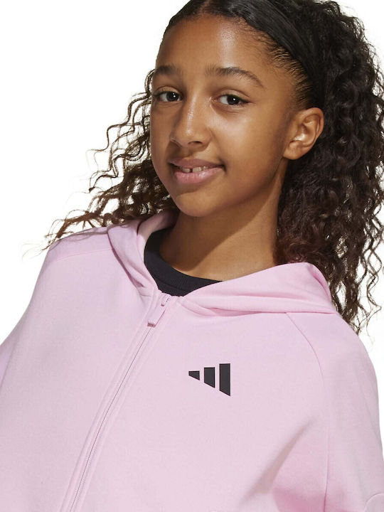 Athletic Kids Cardigan Cotton with Hood Pink Future Icons 3-Stripes