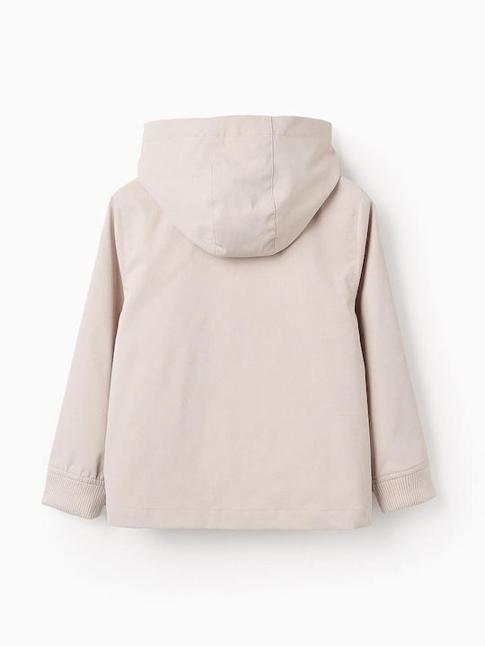 Kids' Casual Jacket Short with Hood Beige