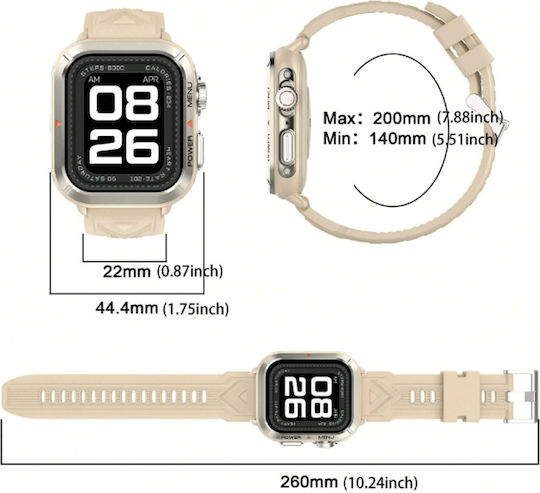BlackView W30 Αδιάβροχο Smartwatch με Παλμογράφο (Μπεζ)