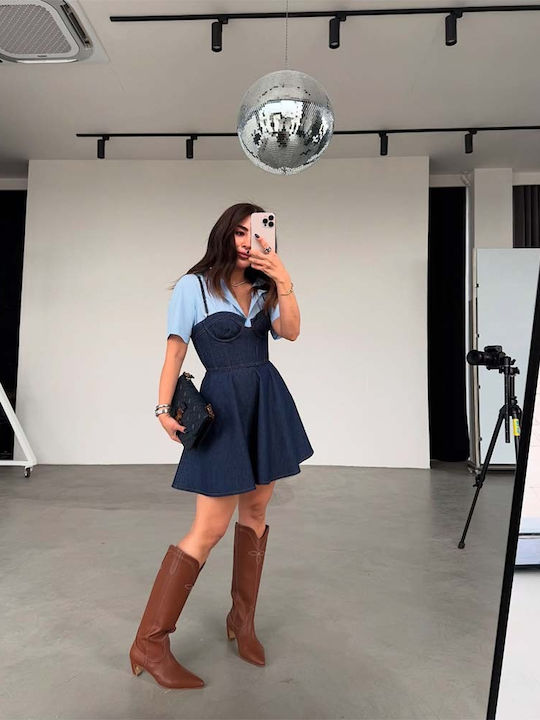Voila Summer Mini Denim Dress Nylon