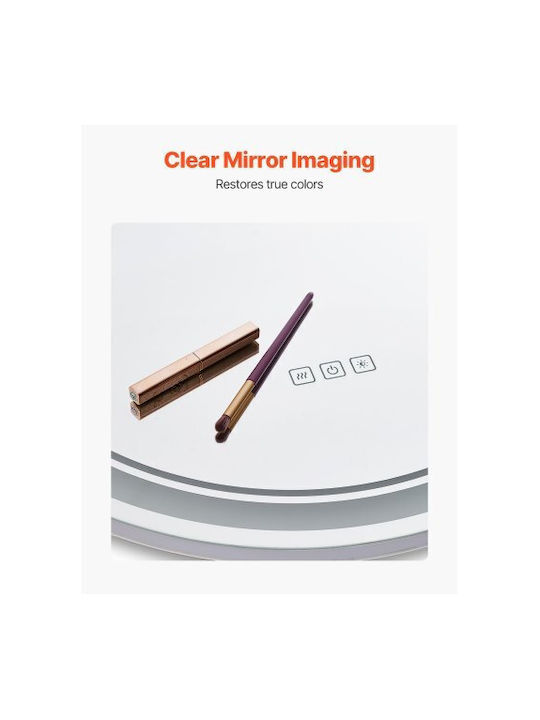 Vevor Round Bathroom Mirror Led made of Plastic 60x60cm White