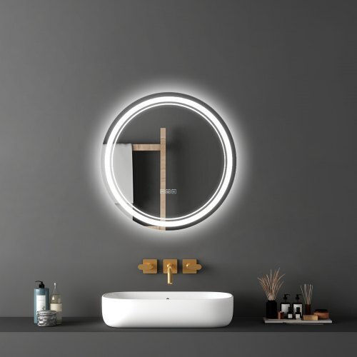 Vevor Кръгло Банско Огледало LED 60x60см Бял