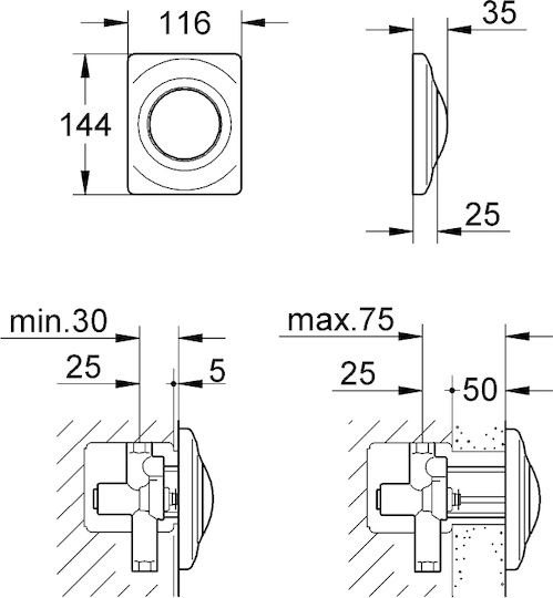 Grohe Surf Spülplatten für Toiletten Doppelspülung Chrome