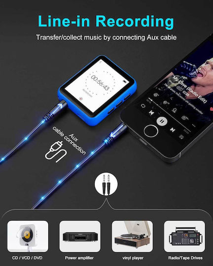 Joliker MP3 Player (32GB) with IPS Touch Screen 1.8" Blue MY532GB