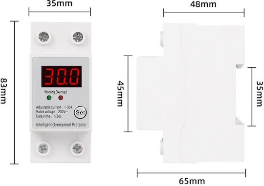 Releu de Siguranță Digital Protecție Tensiune Sinotimer 30a 230v Sap-30a Recuperare Automată Afișaj LED