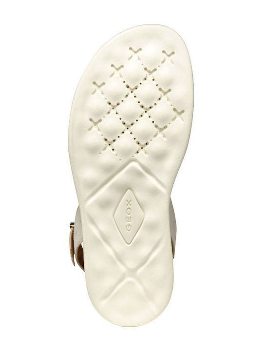 Xand 2s Leather Women's Flat Sandals in Beige Color