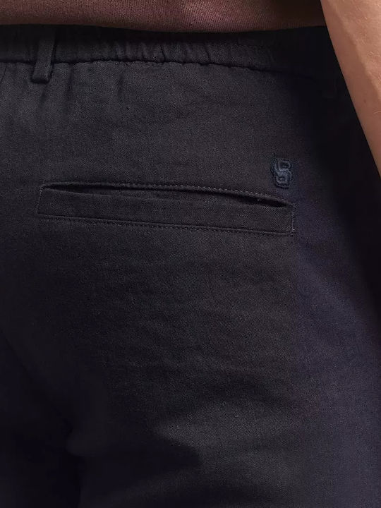 Men's Elastic Regular Fit Dark Blue Trousers