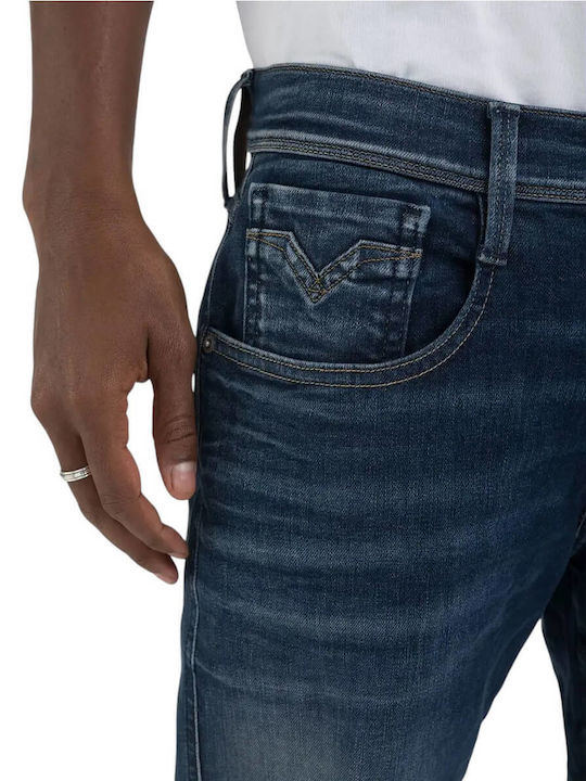 Anbass Men's Jeans Pants with Slim Fit Dark Blue