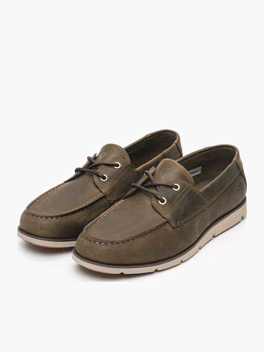 Men's Leather Boat Shoes Green
