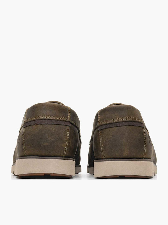 Men's Leather Boat Shoes Green