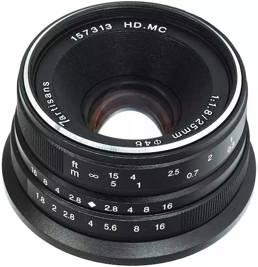 7artisans Crop Camera Lens Photoelectric 25mm f/1.8 Fixed for Micro Four Thirds (MFT) Mount Black