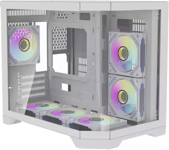 Darkflash FT418 Gaming Midi Tower Computer Case with Side Window and RGB Lighting White