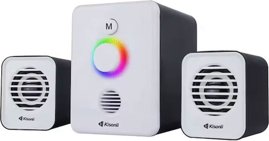 Kisonli U-3000BT Ηχεία Υπολογιστή 2.1 με Bluetooth και Ισχύ 5W Μαύρα