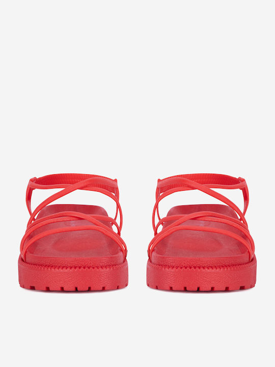 Sandale Casual Damă Flatforme Roșii