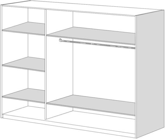 Τρίφυλλη Ντουλάπα 120x50x180cm Μόκα