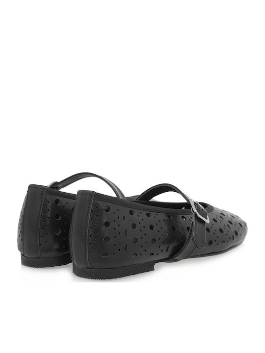 Synthetic Leather Ballerinas Black