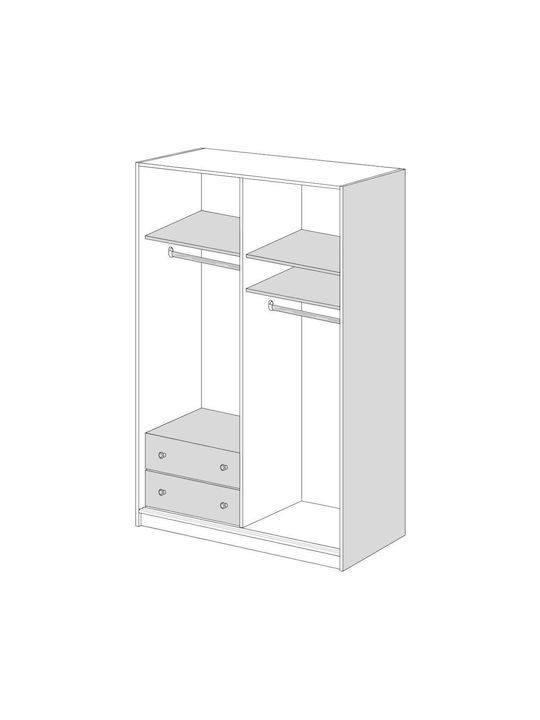 Doppeltür Kleiderschrank Schieben Latte 200x60x233cm
