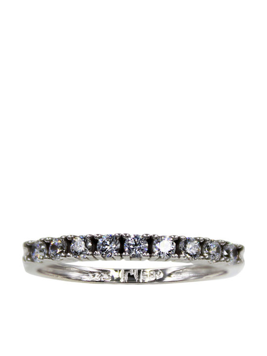 Roloi Kaliamanis Damen Ring Halbring mit Zirkonia aus Weißgold 14K