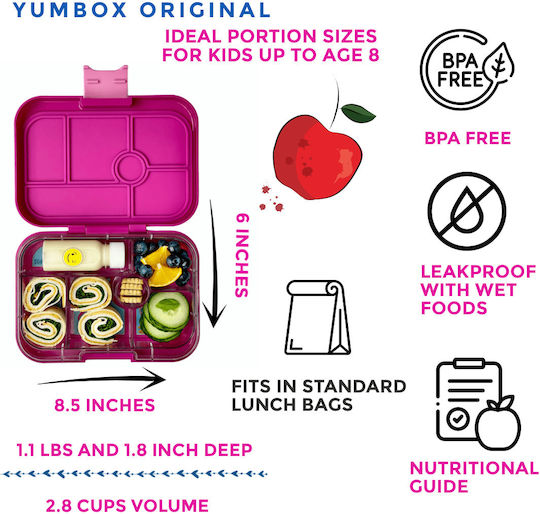Yumbox Πλαστικό Παιδικό Δοχείο Φαγητού Μονόκεροι Ροζ