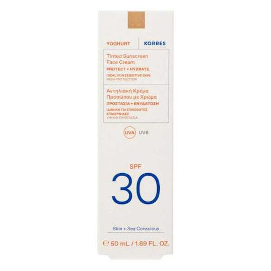 Korres Yoghurt Αντηλιακή Κρέμα Προσώπου SPF30 με Χρώμα 50ml