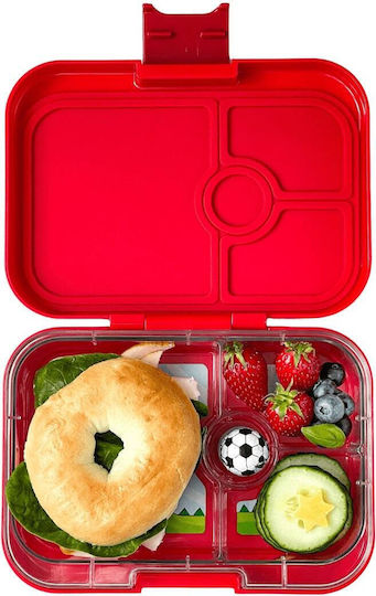 Кутия за обяд Yumbox Panino с 4 отделения - Червен динозавър